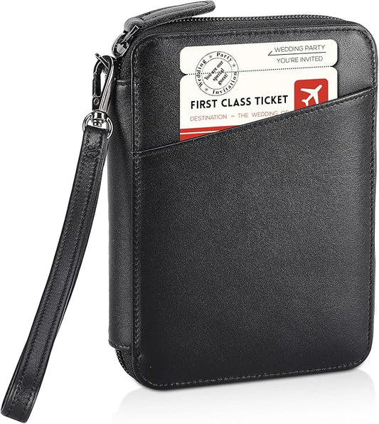 Polare Napa Leather Family Passport Wallet for 4 Passports, RFID Blocking Bifold Passport Cover Travel Document Organizer ...