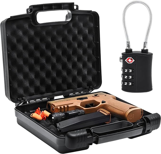 Kinghardcase 9mm Gun Case Lockable, TSA Approved Firearm Travel Case with 1 TSA Lock, Pistol Case Hard Shell, Gun Safe for...
