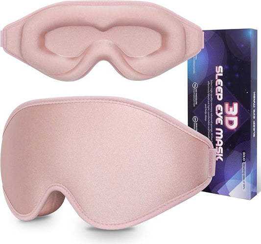 Sleep Mask 3D Eye Mask for Sleeping 100% Light Blocking Eye Covers with Adjustable Strap Night Blindfold for Women Memory ...