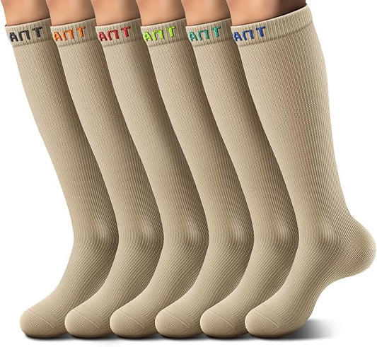 KEMISANT Women Compression Socks Multi Pairs,Knee-high Socks Men Women,Circulation Support For Nurse Recovery Hiking Cycling