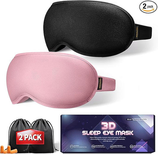 Weighted Eye Mask for Sleeping 2 Pack: Gentle Pressure Blackout Sleep Mask - Zero Eye Pressure Lash Extension Eye Covers W...