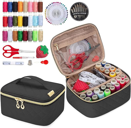 LoDrid Sewing Kit, Portable Flannel Bag with Complete Sewing Supplies for Travel & Home, Sewing Repair Kit Tools for Adult...