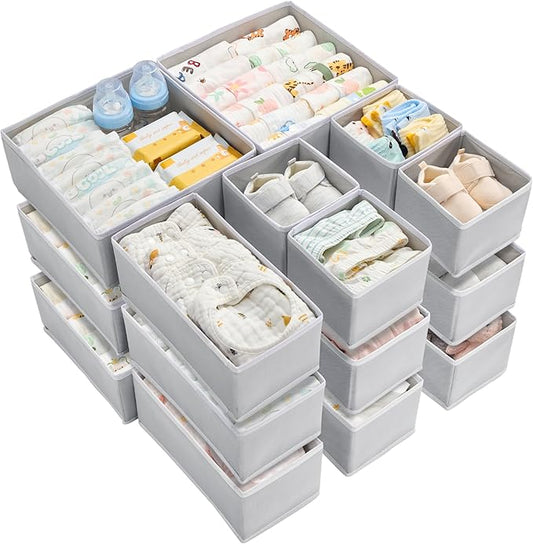 Vtopmart 18 Pack Baby Clothes Organizer, Dresser Drawer Organizer for Baby Clothing, Foldable Fabric Closet Drawer Storage...