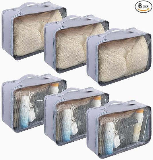 CvoMep 6 Pcs Packing Cubes Luggage Organizers Small Mesh Clothing Underwear Bag Foldable Laundry Bags for Travel Hiking Ca...