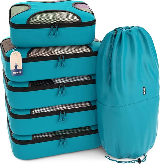 Shacke 6 Set Packing Cubes for Travel - Compression Packing Bags/Travel Organizer - Luggage Organizer Bags for Traveling -...