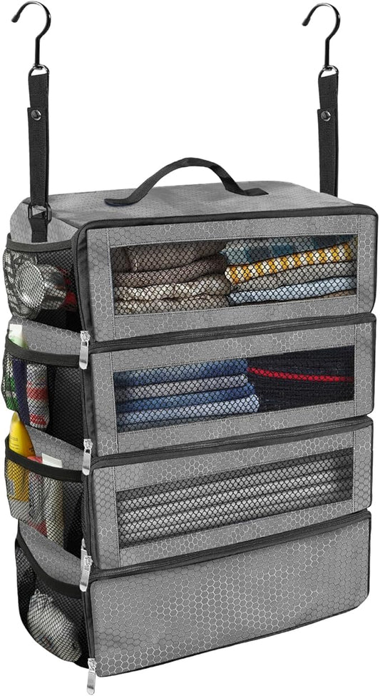 Olosar Suitcase Organizer, Travel Luggage Organizer Portable Hanging Travel Shelves Collapsible Hanging Packing Cubes for ...
