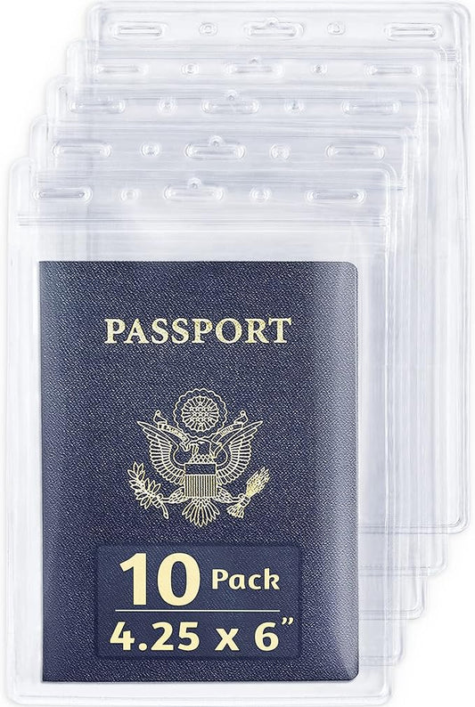 EcoEarth 4x6 Inch Passport & Card Holders (Clear, 10 Pack), Extra Large (XXL) Vertical ID Holder, Resealable and Waterproo...