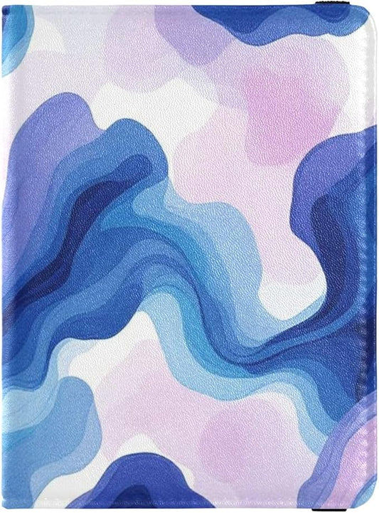 Watercolor Purple Leather Passport and Vaccine Card Wallet Combo Travel Passport Wallet With Vaccination Card Slot Passpor...