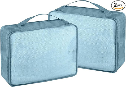 Ebbniur Packing Cubes Set, 2 Pcs Packing Organizers Set for Suitcases (Grey blue)