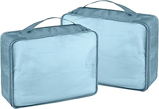 Ebbniur Packing Cubes Set, 2 Pcs Packing Organizers Set for Suitcases (Grey blue)