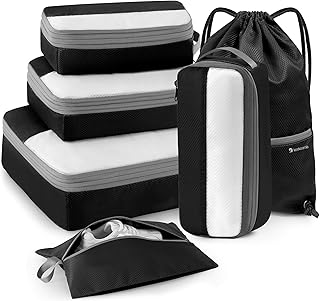 Kookoomia 6 Set Compression Packing Cubes for Travel, Lightweight and Space-Saving Luggage Organizer Bags, Sturdy Travel E...