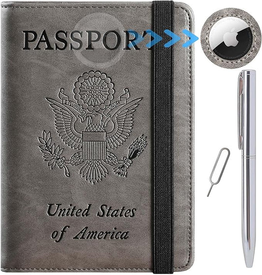 Airtag Passport Holder Cover Wallet Travel Essentials RFID Blocking Leather Card Case International Must Haves Travel Acce...