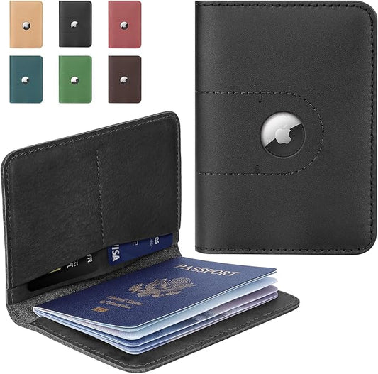 ALLIVE Passport Holder for Travel, Genuine Leather Passport Holder with Airtag Women Men,Travel Must Haves Airport Essenti...