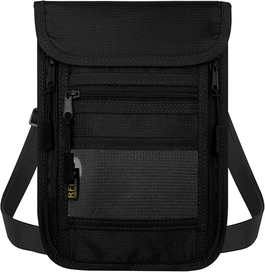 Travel Neck Wallet with Double Zippers, RFID Blocking Passport Holder with Adjustable Neck Strap for Men and Women to Keep...