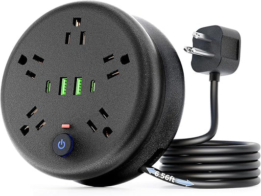 PATDEENREE Power Strip Surge Protector-6.56 ft Retractable Travel Extension Cord Portable Powerstrip with 5 Outlet 2 Smart...