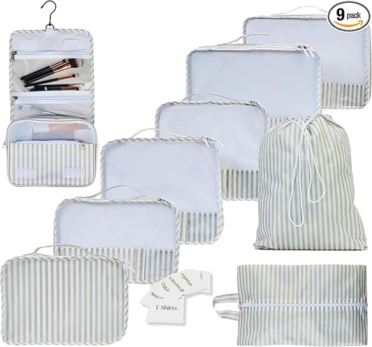 Foxy Traveler 9 Set Packing Cubes - Suitcase Organizer, Cute Packing Cubes, Travel Bags Organizer for Luggage with Hanging...