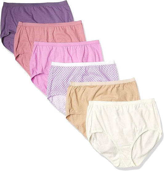 Hanes Womens Underwear Briefs Pack, 6-Pack, Cotton Brief Panties for Women, Moisture-Wicking (Plus Size)