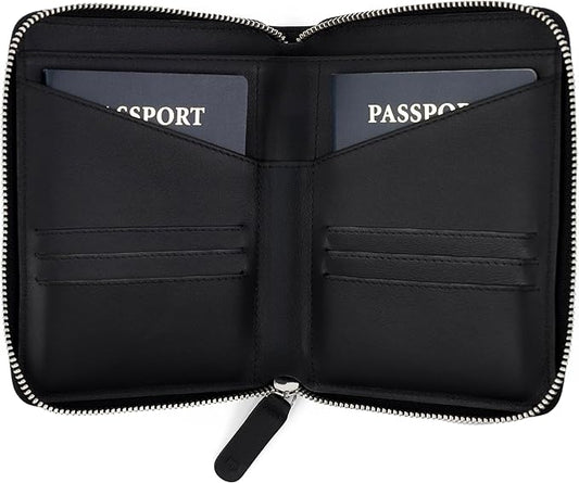 Travaci Full Grain Leather Passport Holder for 2 Passports - Dual Passport Holder and Travel Documents Organizer - RFID Tr...