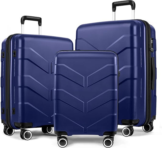 TILYMOL Luggage Sets 3 Piece with Spinner Wheel, Hardside Suitcase Set with TSA Lock, Expandable Lightweight Travel Luggag...