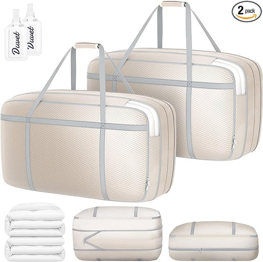 DIMJ 100L Comforter Storage Bag with Handls, Large Washable Blanket Storage, Compression Packing Totes Moving Bags With Zi...