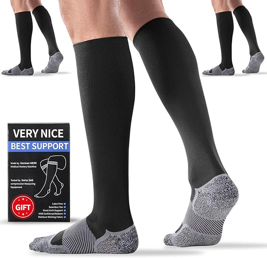 Bbfrey Medical Compression Socks 20-30 mmHg for Men Women (3 Pairs) - Best Support for All Day Wear, Pain Relief, Circulation
