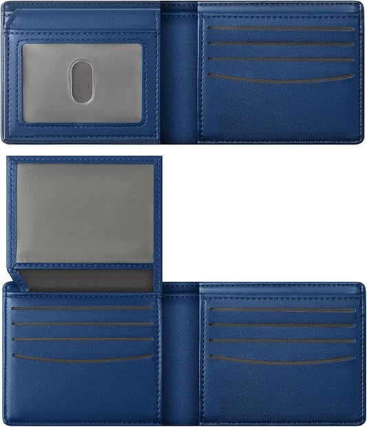 GNDR Wallet For Men RFID Blocking Blue Wallets Bifold Faux Leather Card Holder Front Pocket Mens Accessories With Gift Box