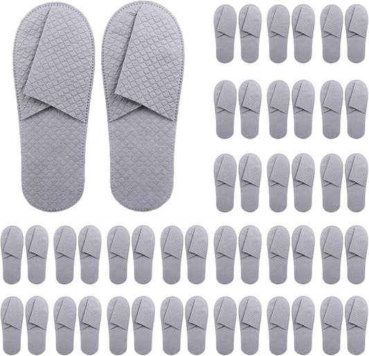 Breathable Hotel & Spa Slippers (16 Pairs) w/Cooling Grid - Non-Slip for Guests, Travel, Barefoot Friendly Homes | Sanitar...