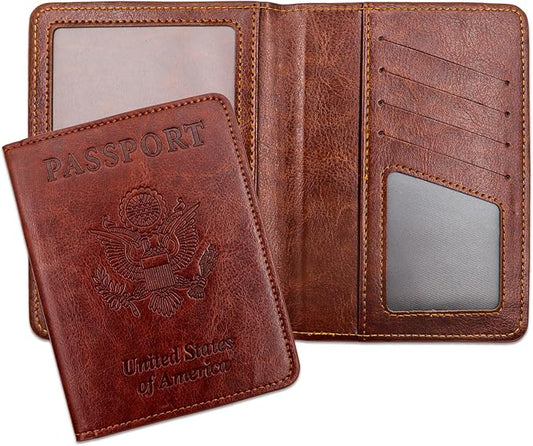 XZVXZV Passport Holder for Travel Essentials RFID Blocking Wallet Card Case PU Leather Passport Cover Women and Men (Coffee)