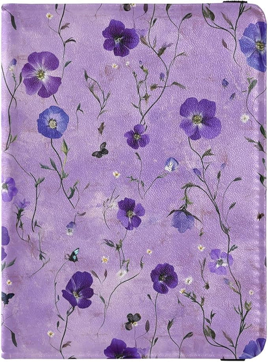 Rustic Purple Petunia Flowers Passport and Vaccine Card Holder Combo Travel Documents Organizer Protector Passport Holder ...