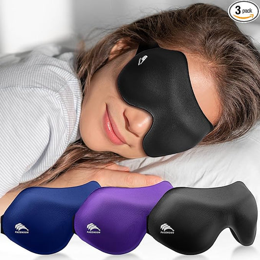Sleep Masks for Side Sleeper Women Men 3 Pack: Patented Light Blocking Design for Sleeping - 3D Zero Eye Pressure Lash Ext...