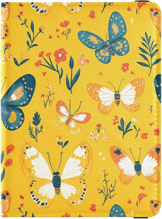 Cartoon Butterfly Yellow Passport and Vaccine Card Wallet Combo Travel Passport Wallet With Vaccination Card Slot Passport...