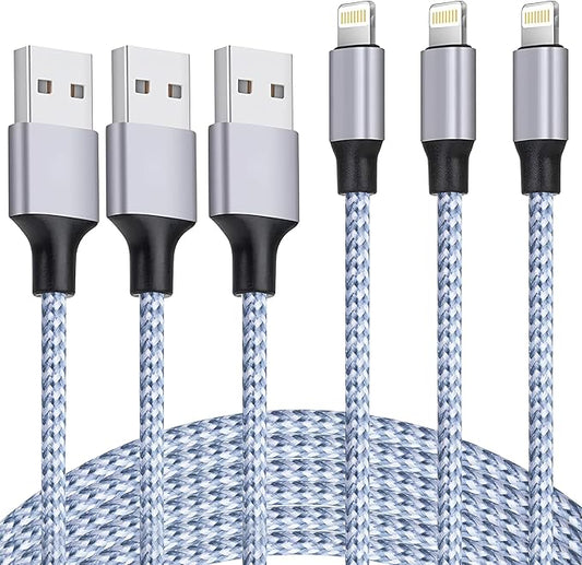 DAZHWA iPhone Charger 3pack 6ft MFi Certified Best New Nylon Braided Lightning Cable Cell Phone Fast Charger Cord Compatib...