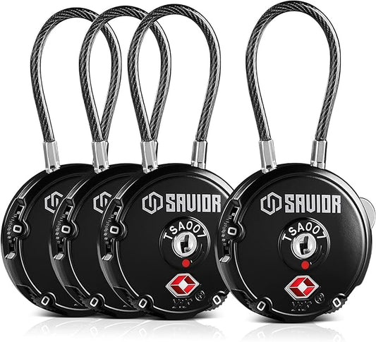 Savior Equipment Quality TSA-Approved 3-Digit Combination Cable Travel Luggage Locks for Rifle Bag Firearm Gun Case Access...
