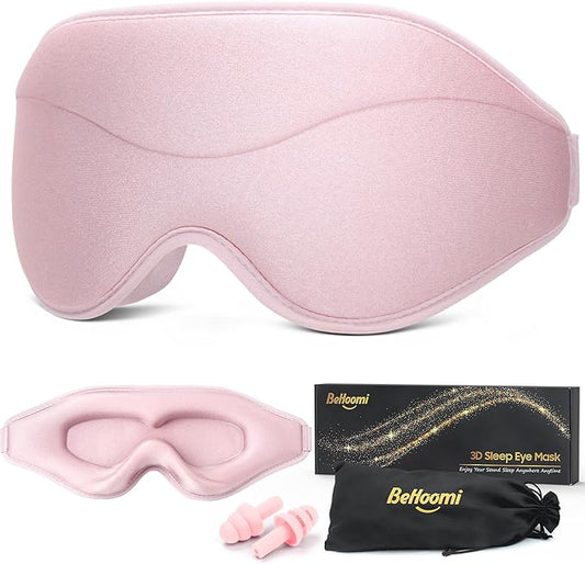 BeHoomi Sleep Mask, Premium Eye Mask for Sleeping, Total Blackout, Super Soft Comfort, Adjustable Fit, Upgraded 3D Ergonom...
