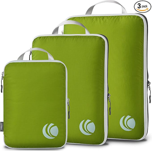 Cipway Compression Packing Cubes, Ultralight Luggage Organizer Bags, Travel Essentials for Carry on Suitcase (3 Piece,Green)