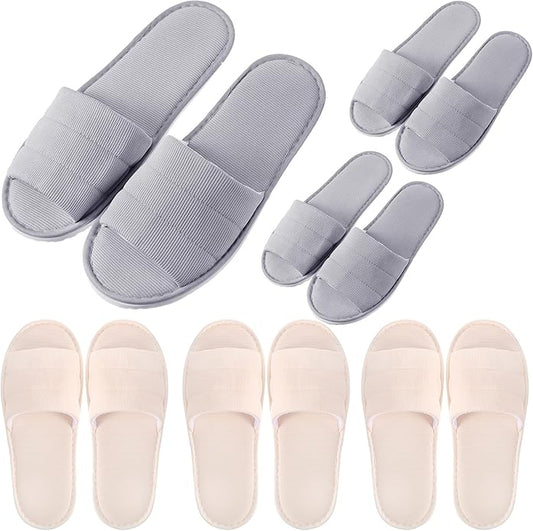 Breathffy 6 Pairs Disposable Slippers Bulk for Guests Comfortable House Spa Hotel Indoor Travel Slippers Women Men