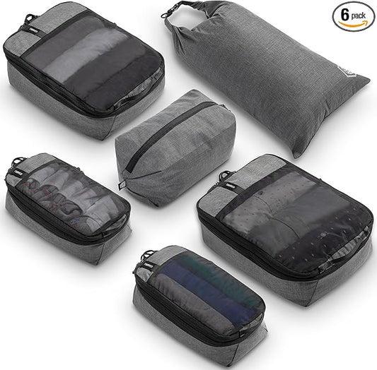 Compression Packing Cubes for Travel by TRIPPED – 6-Piece Premium Set with Laundry & Shoe Bag, Space Saving Travel Organiz...