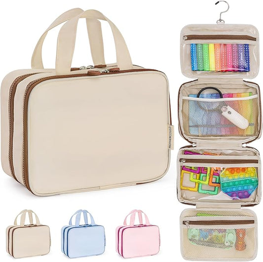 Kids Travel Organizer – Multi-Compartment, Water-Resistant Hanging Bag for Toys, Snacks, & Activities - Compact, Lightweig...