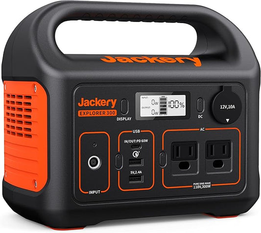 Jackery Portable Power Station Explorer 300, 293Wh Backup Lithium Battery, Solar Generator for Outdoors Camping Travel Hun...