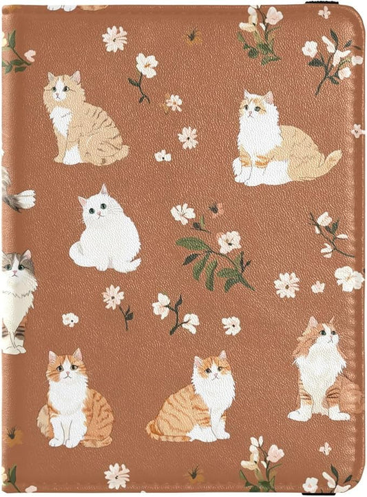 Cute Curl Cats Terracotta Passport and Vaccine Card Holder Combo Travel Passport Wallet Passport Holder Combo with Vaccine...