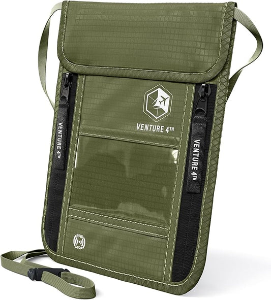 VENTURE 4TH Neck Wallet, RFID Blocking Passport Holder for Travel – Hidden Neck Pouch with 6 Compartments, Slim Lightweigh...