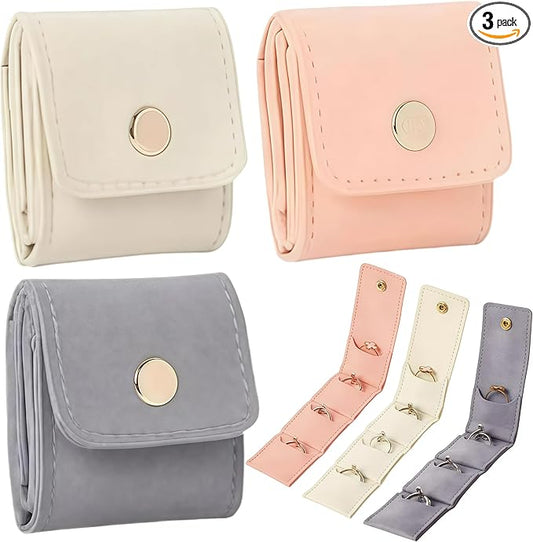 3 Pcs Mini Travel Jewelry Bag, Jewelry Organizer, Mini Pouch, Foldable Multifunctional Travel Jewelrys Pouch With Buckle