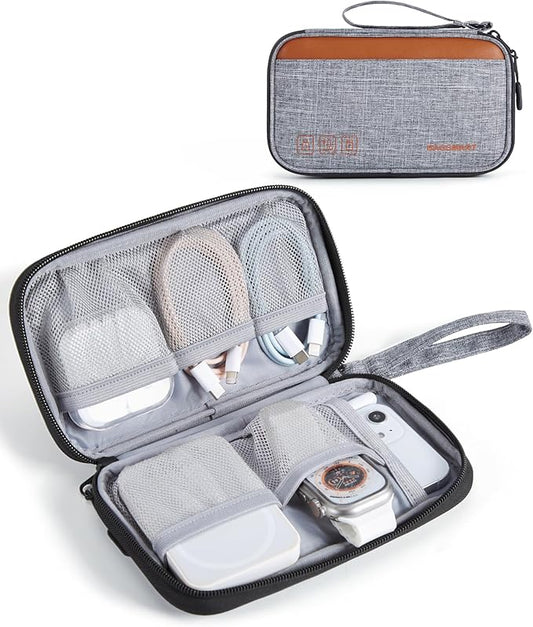 BAGSMART Small Travel Cable Organizer, Tech Accessories for Charger, Phone, Gray