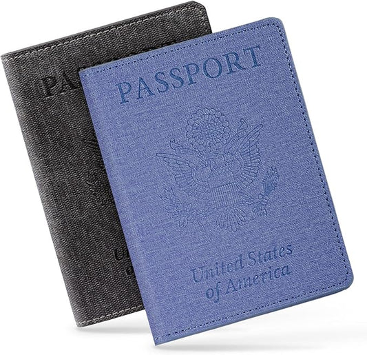 2 Pack Vaccine Card Holder,Passport And Vaccine Card Holder Combo-Purple&Black