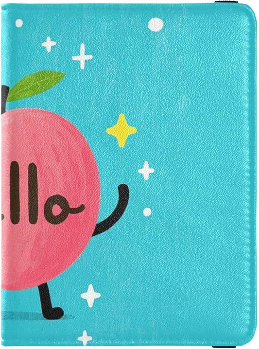 Hello Cartoon Cute Peach Leather Passport and Vaccine Card Wallet Combo Travel Passport Wallet With Vaccination Card Slot ...