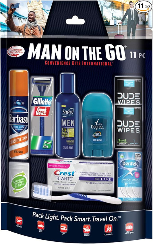 Convenience Kits International Men’s 11 Piece Kit with Oral Care and Grooming Essentials, Featuring: Travel Size Products,...