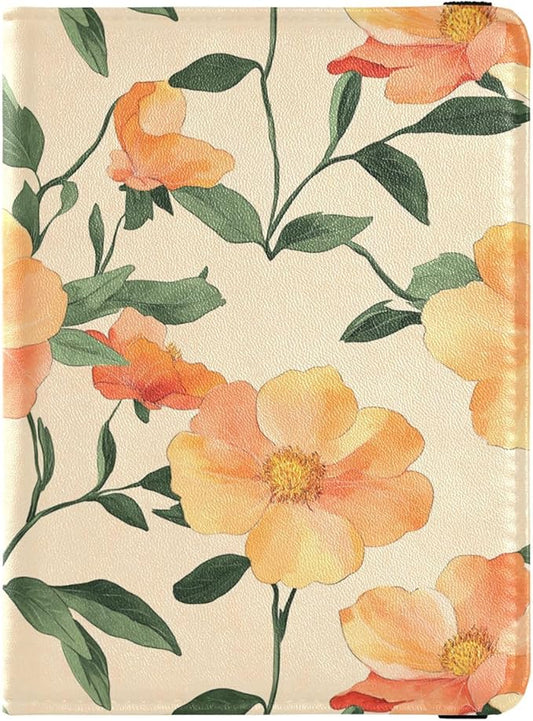 Chic Peach Flowers Passport and Vaccine Card Holder Combo Passport Case Travel Documents Wallet Passport Holder Combo with...