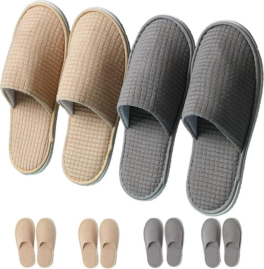 COZYAREA SPA Guest Slippers, 6/12 Pairs Reusable Washable Unisex Spa Slippers for Hotel Bedroom Wedding Party Travel
