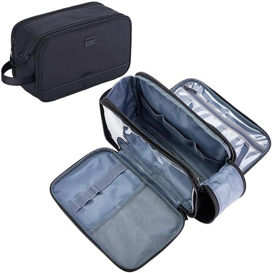 ZEEMO Travel Toiletry Bag for Men, Medium Water-Resistant Double-Sided Full-Open Dopp Kit, Versatile Organizer for Shower ...