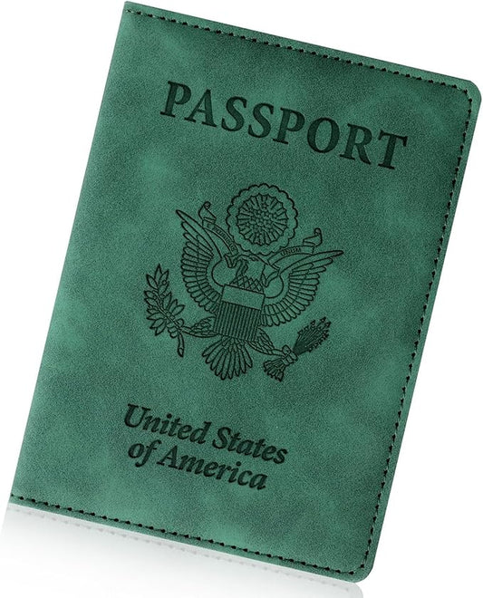 Passport Holder for Travel Essentials,RFID Blocking Passport Cover Wallet Card Case for Women and Men (Dark Green)